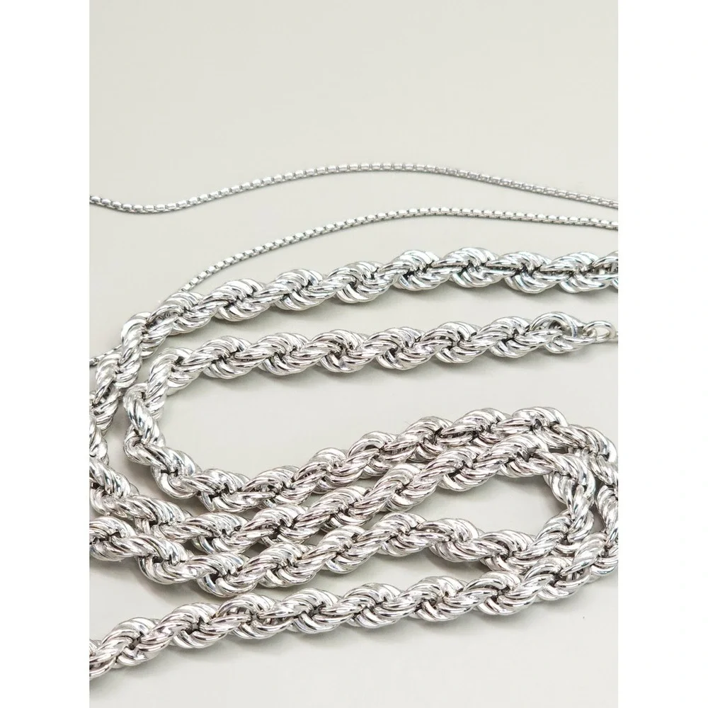 Vintage Milor 925 Sterling Silver Rope Chain 5mm Adjustable Necklace 18